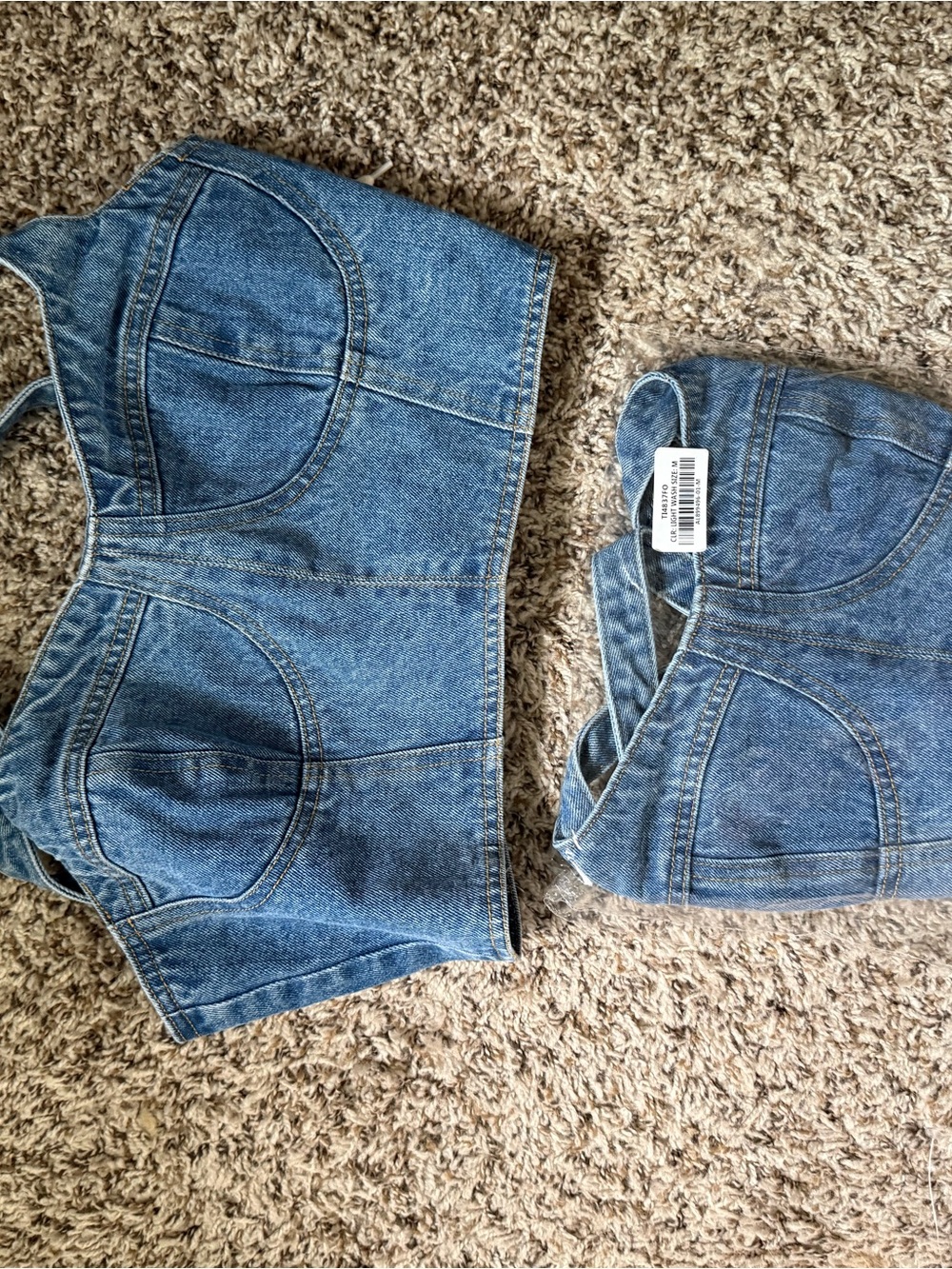 Lulu's Denim Blue Cropped Bustier Tank